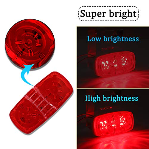 Trailer Marker Lights Amber and Red LED Side Marker Lights Double Bullseye 12 Diodes Clearance Indentification Lights for Trailer Trucks RV SUV Boat (7 Red+6 Amber)
