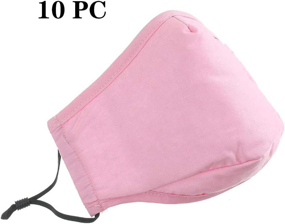 Cotton Windproof Foggy Haze 3 Layer Reusable Dustproof, Washable, Reusable, 10PCS Light Pink