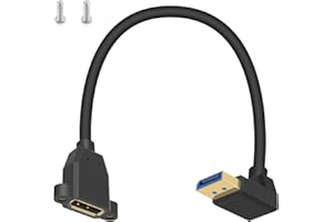 Poyiccot 8K Displayport Extension Cable, Down Angled DisplayPort Extender Adapter, 90 Degree 1.4 DP to DP Cable with Screw Panle Mount Support 8K/60Hz, 4K/144Hz for Monitor, PC