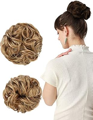 Reecho Women S Thick 2pcs Curly Wavy Updo Hair Bun Extensions