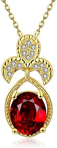 MONOLO Fashion Women's Stainless Steel Jewelry Red Shining Zircon Pendant Yellow Gold Color Necklace