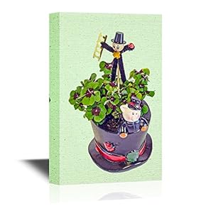Canvas Wall Art - Pot of Clovers - Gallery Wrap Modern Home Art | Ready to Hang - 12x18 inches