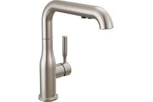 Delta Almari Brushed Nickel Kitchen Faucet with Pull-Out Sprayer, Modern Single Hole Kitchen Sink Faucet, Single Handle, Stainless 16943-SS-DST