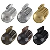 eBoot 30 Pieces 6 Colors Pendant Trays Round Bezel with 30 Pieces Glass Cabochon Round Clear Dome Tiles, 60 Pieces Totally