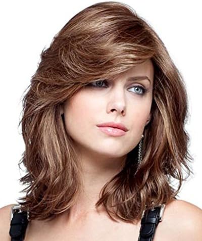 Auflaund Glamour Long Kanekalon Wavy Hair Wigs for Women Light Brown Every Day Wear