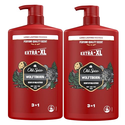 Wolfthorn Gel de Ducha y Champú 3 en 1 para Hombre, 2x1L
