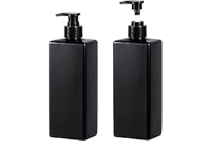 Shower Press Bottles, Yebeauty 2pcs 17oz 500ML Refillable Pump Bottle Lotion Soap Dispenser Liquid Container Plastic Soap Dispenser for Shampoo Kitchen,Bathroom Body Wash,Black