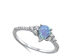 Light Blue Simulated Opal White CZ Promise Ring