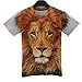 FaPlus Men's Fashion Lifelike 3D Print Lion Short Sleeve T-Shirts M