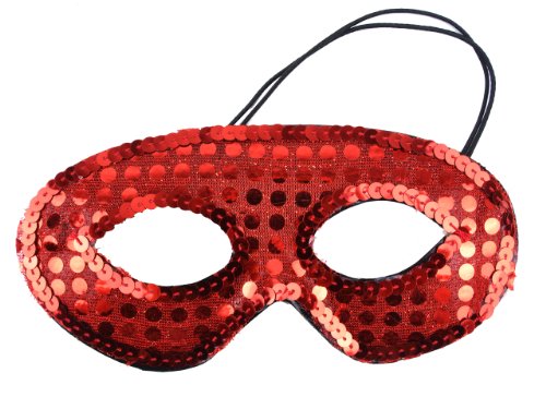 Mask It 71046 Designer Half Mask with Sequins, Red