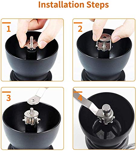 Camaka Manuelle Kaffeemühle mit Keramik-Frässtiften, Hand-Kaffeemühle mit zwei Glasbehältern (je 325 ml), Bürste und… – Bild 7