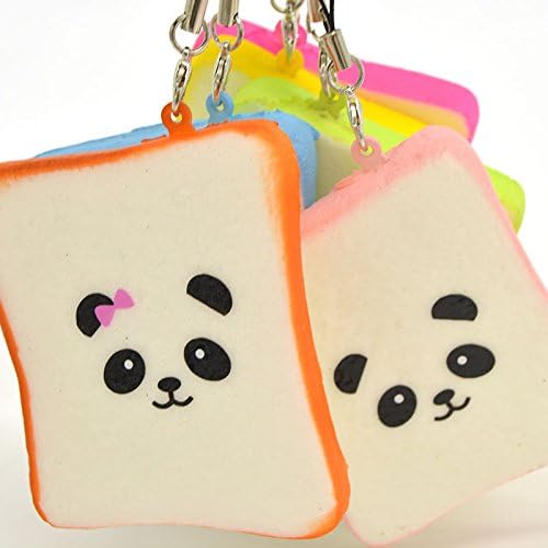 Squishy Panda Sliced Colorful Toast Bread Scented Phone Strap Toy Key Chain 1PCS