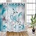 JAWO Butterfly Shower Curtain, Butterfly on River Wallpaper, Polyester Fabric Waterproof Bathroom Bath Curtains Set, 12 Hooks Included 69x70inches Bathroom Deco