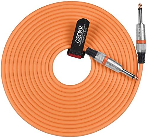 QOOKR 20ft Male to Male Straight 1/4" TS Color Instrument Cable for Electric Guitar,Bass,Keyboard(20 Feet,Orange)