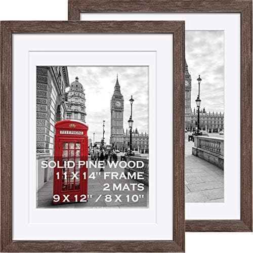 11x14 Rustic Picture Frames Solid Wood Display Pictures 9x12 or 8x10 with Mat or 11x14 Frame