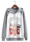 Futurino Women's Funny Cat Print Long Sleeve Fleece Lined Hoodie Pullover Tops