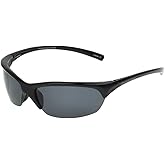 Dioptics Solar Comfort Cascade Sport Sunglasses Polarized Wrap, Black, 54 mm