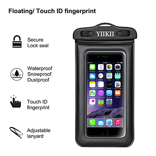 YIIKII Floating Waterproof Case, Cellphone Dry Bag Pouch with Touch ID Fingerprints Available, IPhone X 8 7 6s 6 Plus, Galaxy etc up to 6.0", Perfect for Snorkel etc Water Activities