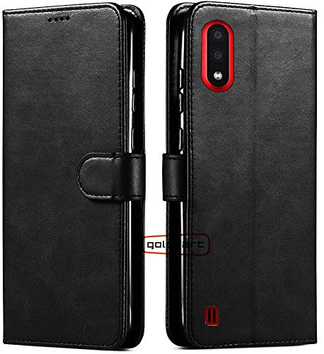 GoldKart® Flip Case for Samsung M01 | PU Leather Wallet Stand | TPU Inside | Magnetic Closure | Back Case Cover for Sams