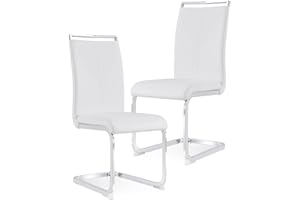 Baysitone Modern Dining Chairs Set of 2, Side Dining Room Chairs, Kitchen Chairs with Faux Leather Padded Seat High Back, Chairs for Dining Room,Kitchen, Living Room White