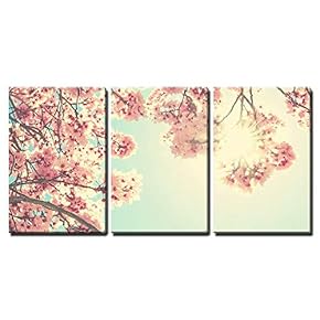 3 Piece Canvas Wall Art - Spring Blossom - Modern Home Art Stretched and Framed Ready to Hang - 16"x24"x3 Panels