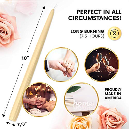 Dripless Taper Candles 10" Inch Tall Wedding Dinner Candle Set of 12 (Ivory) Pricepulse