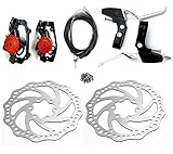 Star-Art Front and Back Disc Brake Kit – Aluminum Alloy Calipers, 2 Pcs Stainless Steel 160 mm Rotors & Cable & Brake Lever & 12 Bolts, Freewheel Threaded Hubs Hole Distance of 44mm