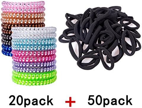 20 Pieces 10 colors Elastic Hair Ties Bracelet 50 Pieces 8 mm Width Stretchable Hair Ties Bands Rope Suitable for All Hair Types