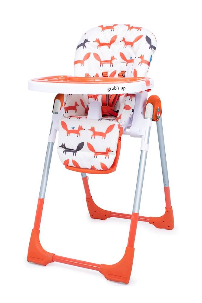 Cosatto Noodle 0+ Highchair | from Birth Reclining Cradle – Height Adjustable Feeding Seat | Compact Fold – Easy Clean Washable Pads & Two?Part Tray (Mister Fox)