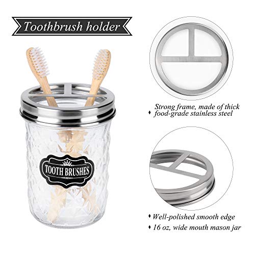 Premium Mason Jar Bathroom Accessories Set, Mason Jar Soap Dispenser, 2