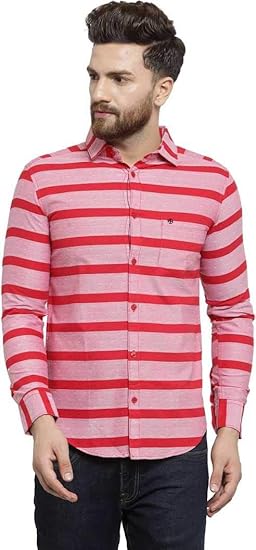 MAFATLAL Men Striped Casual Shirt Pink