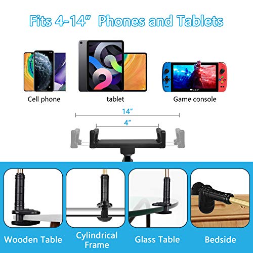 cshare Adjustable Tablet Stand Holder, Flexible Lazy Phone Tablet Mount Bracket Clamp, Swing Arm Kids Fire Tablet Stands for Bed Desk Kitchen Compatible with 12.9 iPad Pro, Samsung, Kindle, NS