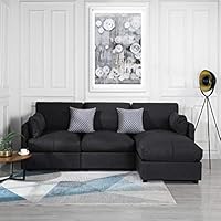 Grey Upholstered Linen Sectional Sofa Couch Modern L Shape Sectional, Sectional Sofas and Couches, Sofa Couch with Chaise, for Small/Large Living Spaces, Family Living Room Home Furniture Sectionals