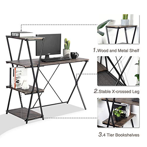 2 GreenForest+Bookshelf+Industrial+Computer+Workstation