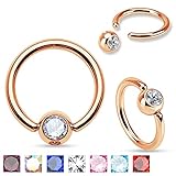 Rose Gold IP Over 316L Surgical Steel Gem Set WildKlass Ball Captive WildKlass Rings (Sold by Piece)