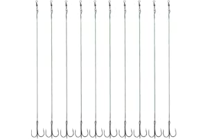 LAXYGO 5-10pcs Fishing Treble Hook with Leader Nylon Coated Fishing Wire Leader with Swivel 3/0 2/0 1/0 1# 2# 4# 6#