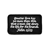 Bastion Tactical Combat Badge Military Hook and Loop Badge Embroidered Velcro Morale Patch - John 15:13 BNW