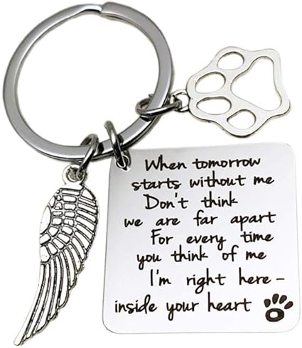 Amazon Co Jp ペットの紛失お悔やみメモリアルギフト When Tomorrow Startts Without Me Paw プリントキーチェーン ペットの紛失 犬猫 メモリアルお悔やみ 記念品 ギフトキーホルダー 文房具 オフィス用品