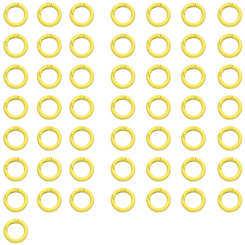 50 Pcs Spring O Rings, Zinc Alloy Round Carabiner Snap, Metal Spring Snap Clips Buckles for DIY Craft, Keyring, OD 27 mm, Yellow