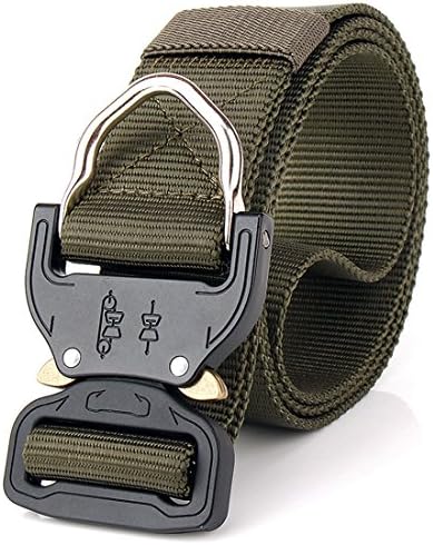 NiceShop16 Tactical Belt, 1.49" Heavy Duty Nylon Webbing Belt Quick Release Militray Style Waist Strap With Metal Buckle (Army Green)