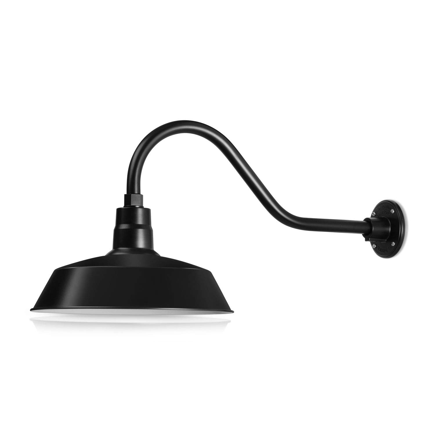 14in Satin Black Outdoor Gooseneck Barn Light Fixture With 22in