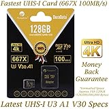 128GB Micro SD SDXC Memory Card Plus Adapter Pack (Class 10 U3 UHS-I V30 A1 MicroSD XC Extreme Pro) Amplim 128 GB Ultra High Speed 667X 100MB/s UHS-1 TF MicroSDXC 4K Flash - Cell Phone, Drone, Camera