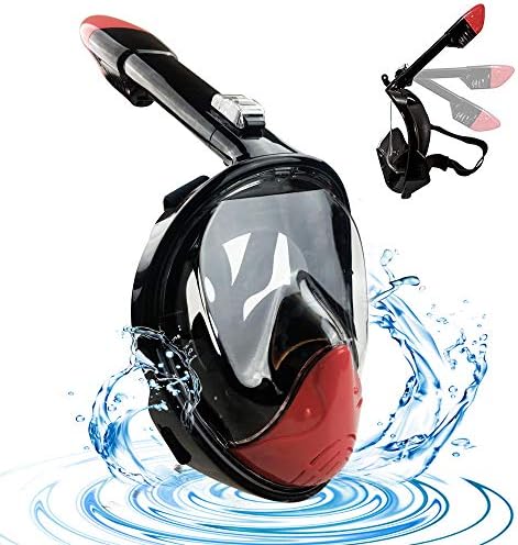 WINGLESCOUT Snorkel Mask,Full Face 180°Wide View Snorkeling Mask Free Breathing Anti-Fog Anti-Leak Foldable Design Safety Diving with Adjustable Strap