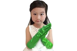 IBLUELOVER Little Girls Princess Gloves Kids Stretch Satin Long Finger Dress Gloves Opera Performance Glove Formal Pageant Party Glove
