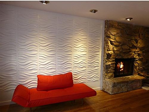 DELISI Self-adhesive 3D Flexible Brick Peel and Stick 3D Wave Wallpaper Panels PE Foam Decor for Living room, Bedroom and TV Sofa Background(23.6"23.6") (5PCS, Wave-White)
