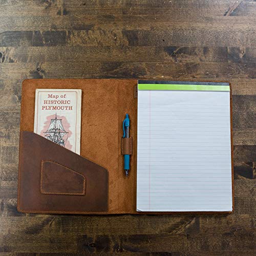 Personalized Portfolio - Handcrafted Leather Portfolio, Monogrammed Rustic Heavy Duty Cow Hide Legal Pad Folio - Marshall