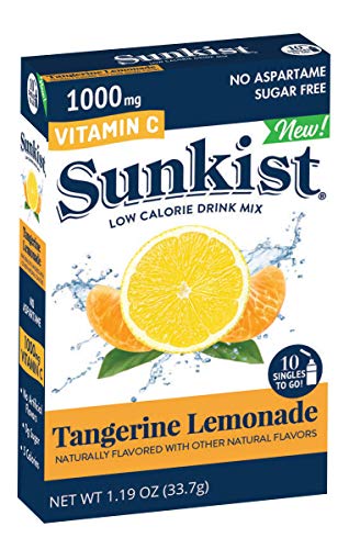 Sunkist Tangerine Lemonade Singles To Go Drink Mix, 1.19 OZ, 10 CT (Pack of 3)