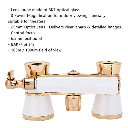 Oumij 3X25 Kids Binocular Telescope High Definition Children's Optical Glass Lens BK7 for Outdoor Sports Opera Theater Bird Watching Stars and Hunting (White) (White) - Thumbnail 4