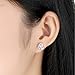 BAMOER 925 Sterling Silver Poetic Daisy Cherry Blossom Earring Studs Pink Enamel with Clear CZ for Women