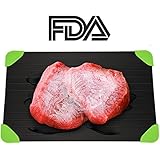 Rapid Defrosting Tray For Fast Thawing Meat Or Frozen Food-Safety, Economic, No Electricity, No Lost Food Flavors, With Green Silicone Border